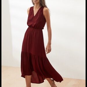 Banana Republic Factory Maroon High Low Dress